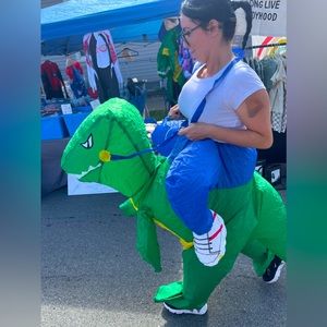 Blow up dinosaur rider Halloween cosplay costume - kids and adults sizes